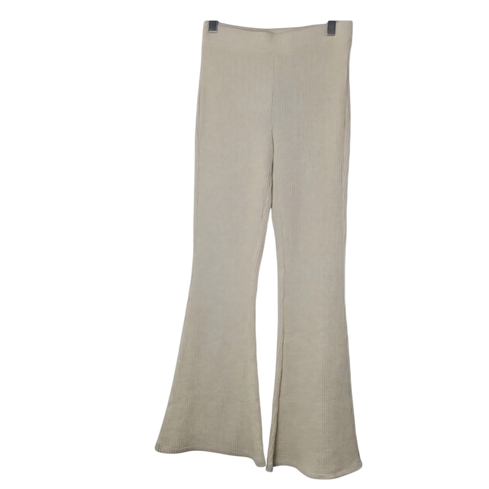 Aerie NWT Waffle Knit Flare Pants Sz S Boho Stretch Fit & Flare Lounge Neutral
